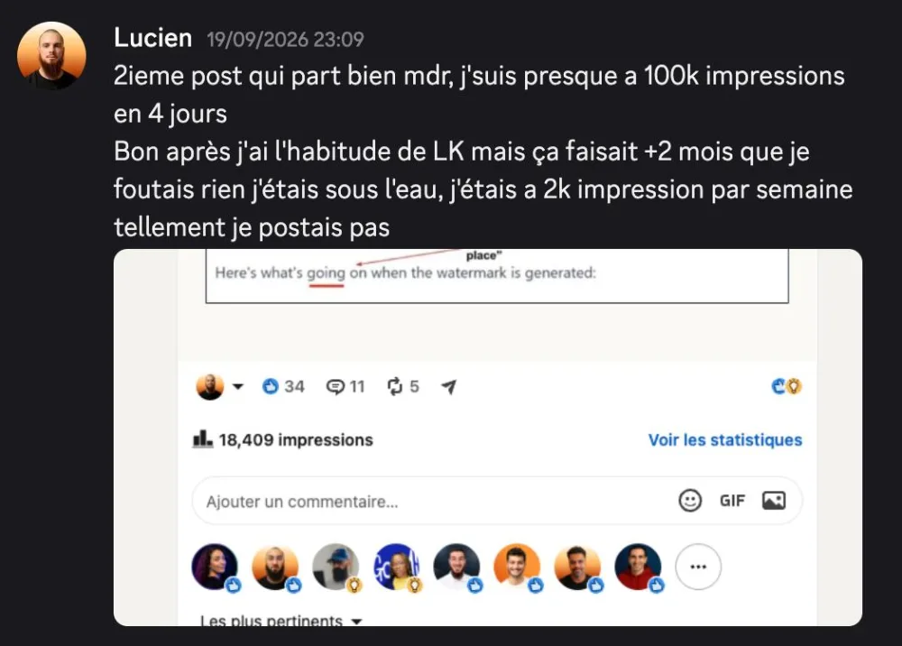 Message de Lucien sur ses impressions