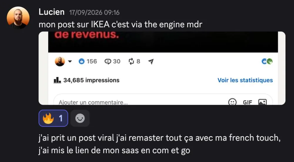 Post viral repris par Lucien