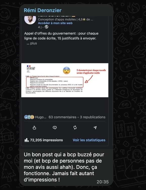 Message de Rémi Deronzier